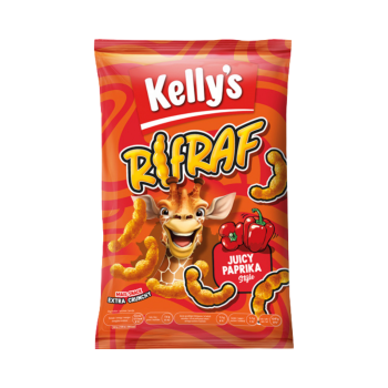 655595, Kellys Rifraf Juicy Paprika Style, Mais Snack, 80g
